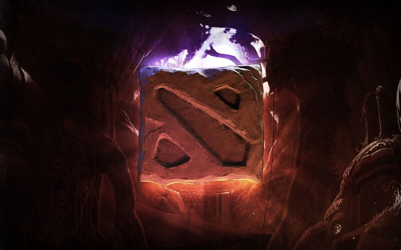 Dota 2 logo in a cave