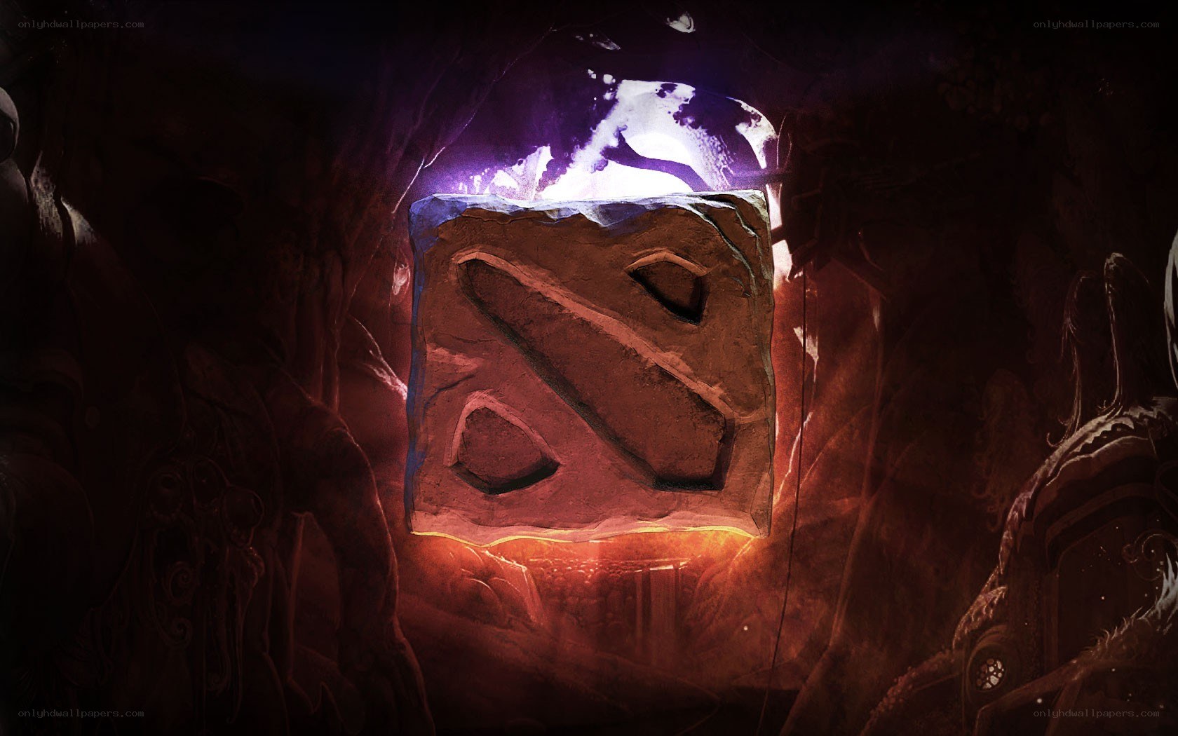 Dota 2 logo in a cave