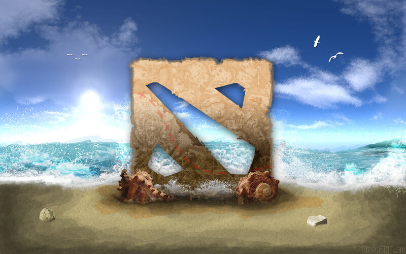 Dota 2 Logo on Beach
