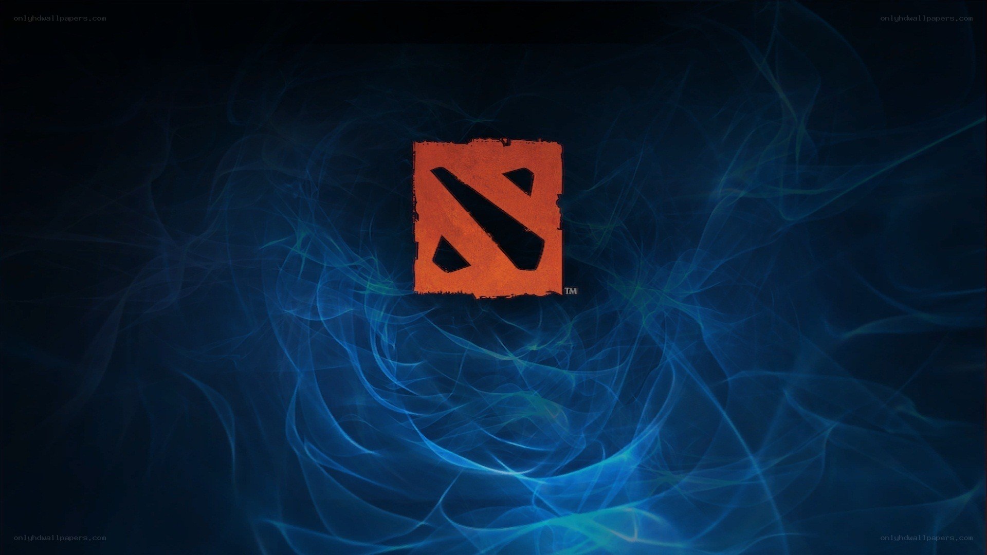 Dota 2 logo on blue smoke
