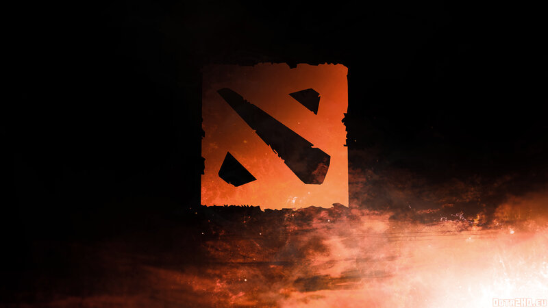 Dota 2 logo on fiery background