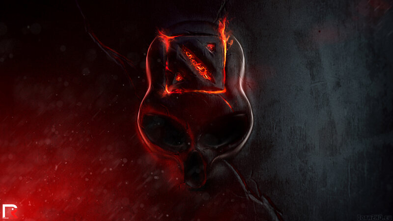 Dota 2 logo with fiery skull