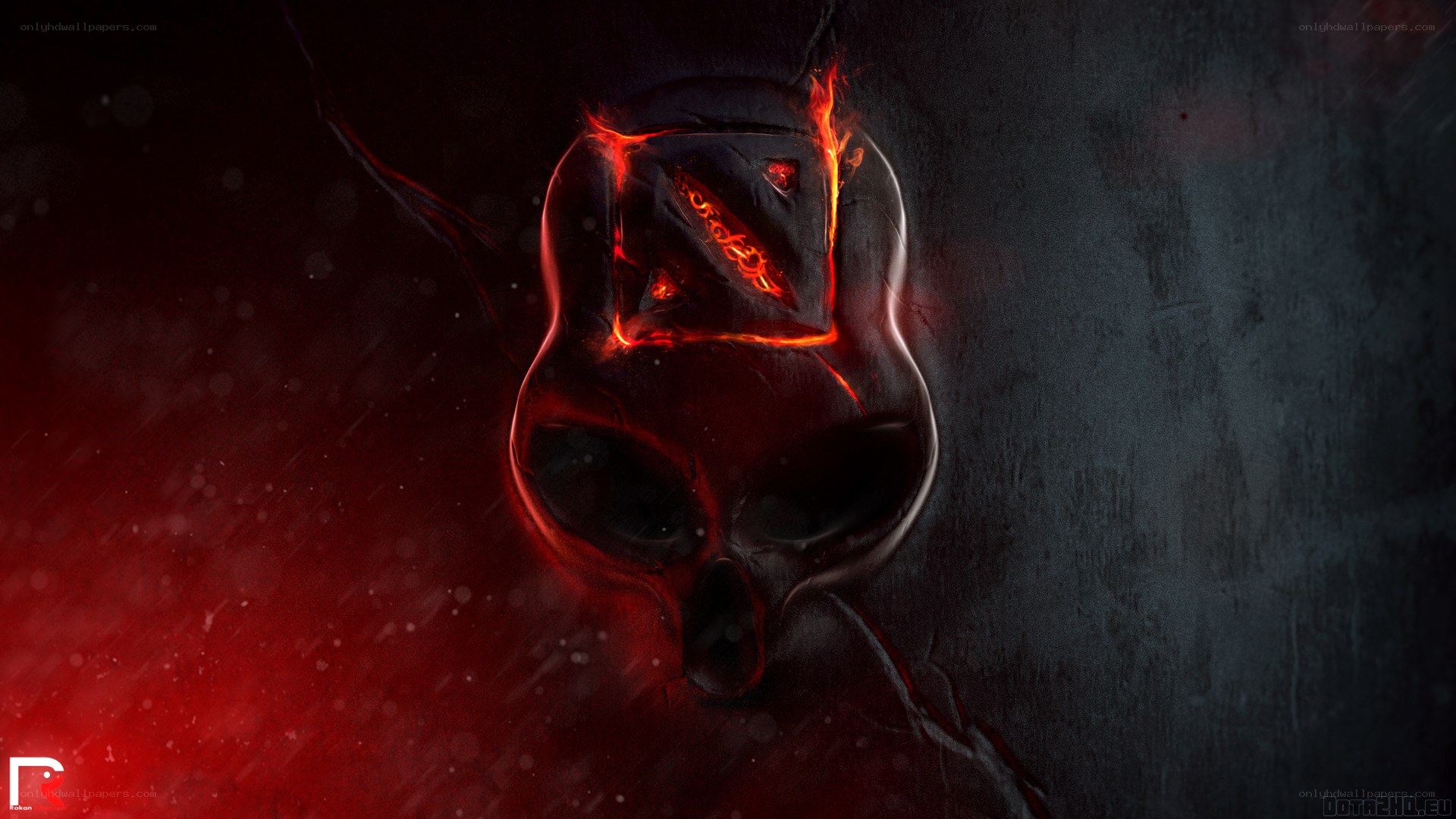 Dota 2 logo with fiery skull