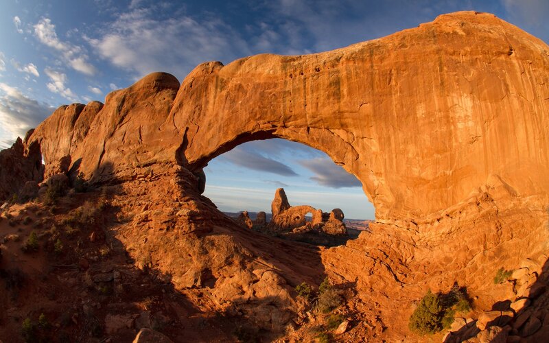 Double Arch Formation — Orange, Dramatic