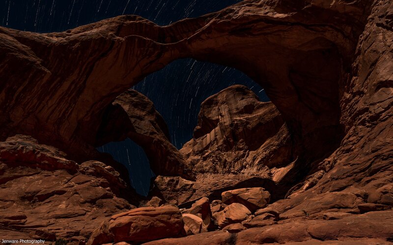 Double Arch Rock Formation — Red, Dramatic
