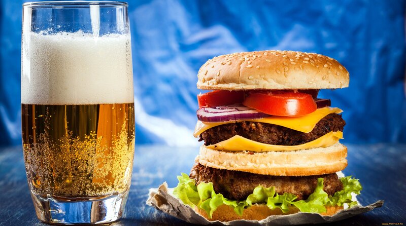 Double Cheeseburger and Beer