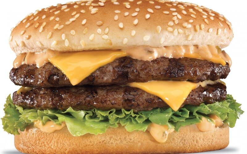 Double Cheeseburger — Brown, Appetizing, Photograph, Lettuce, Cheese, Sesame Bun
