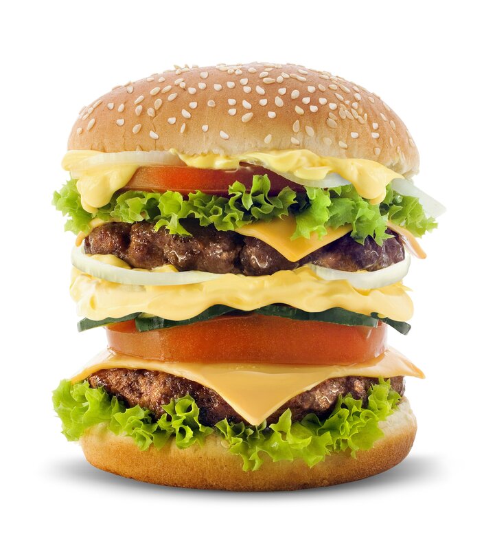 Double Cheeseburger — Brown, Neutral, Photograph