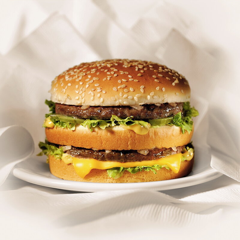 Double cheeseburger on plate