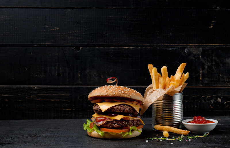 Double Cheeseburger with Fries — Black