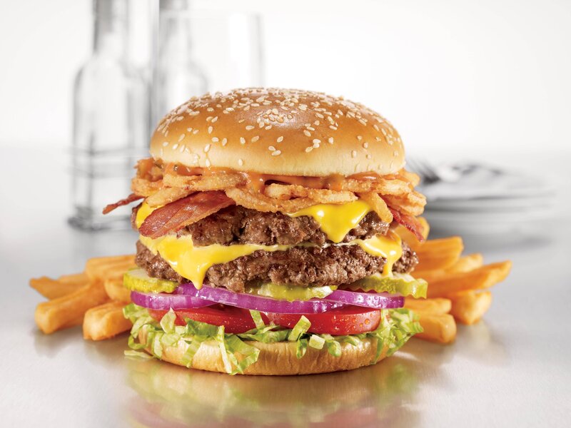 Double Cheeseburger with Fries — Brown