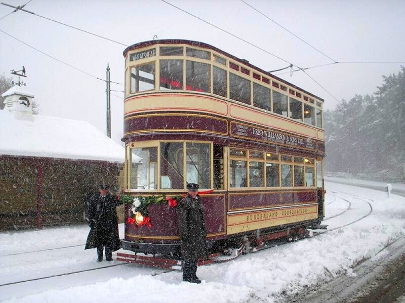 Double-decker Tram in Snow