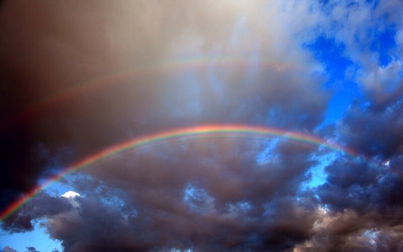 Double Rainbow in Sky — Blue
