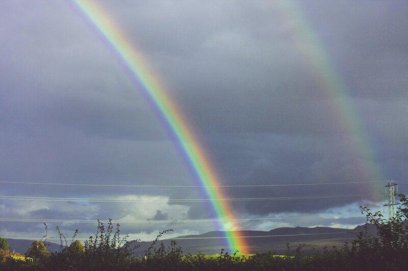 Double Rainbow in Sky — Gray, Dramatic