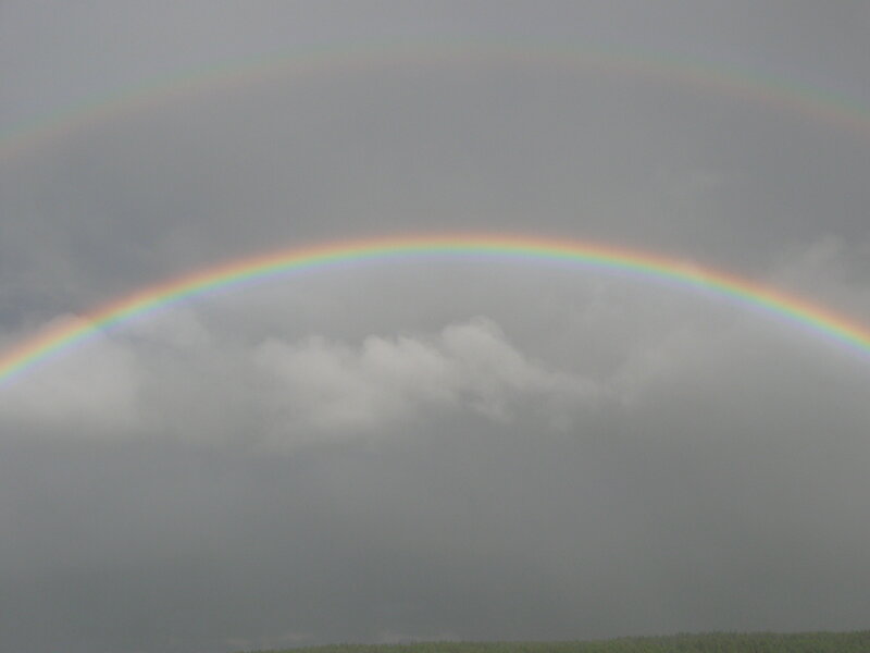 Double Rainbow in Sky — Gray, Overcast