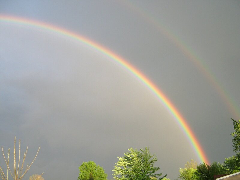Double Rainbow in Sky — Gray, Serene