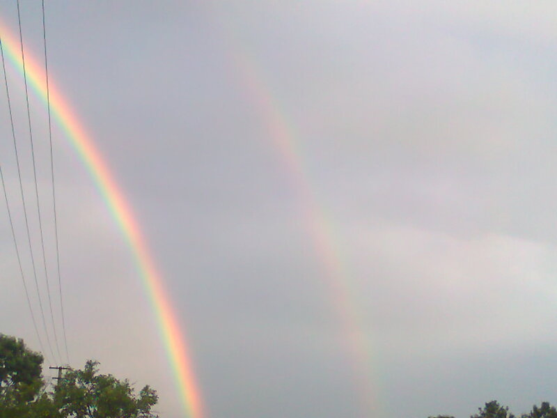 Double Rainbow in Sky — Gray