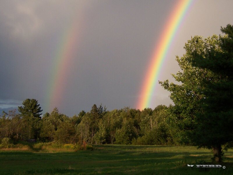 Double Rainbow in Sky — Green, Serene