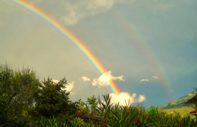 Double Rainbow in Sky — Green