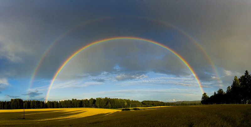 Double rainbow over a field