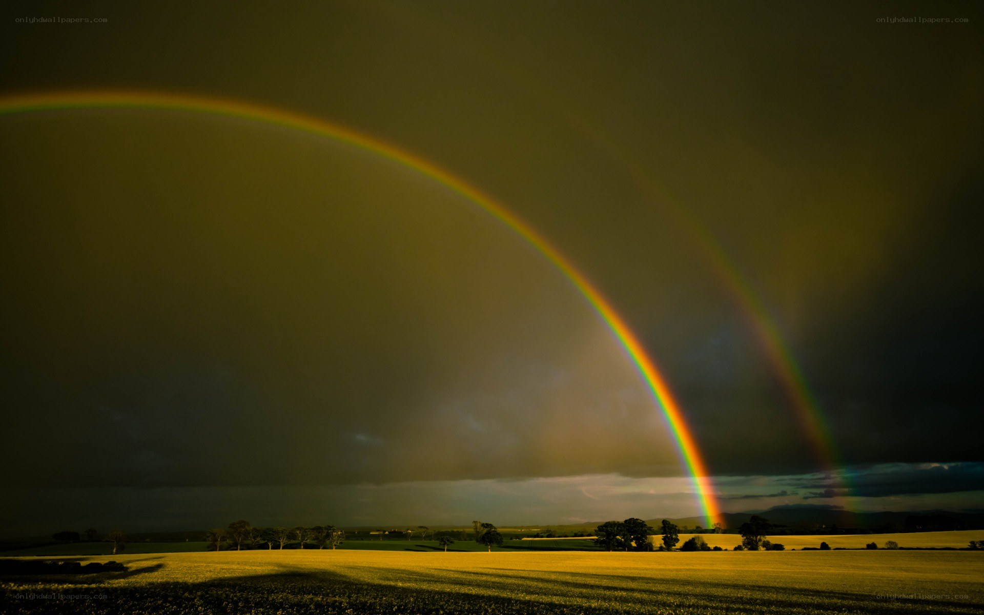 Double rainbow over a field