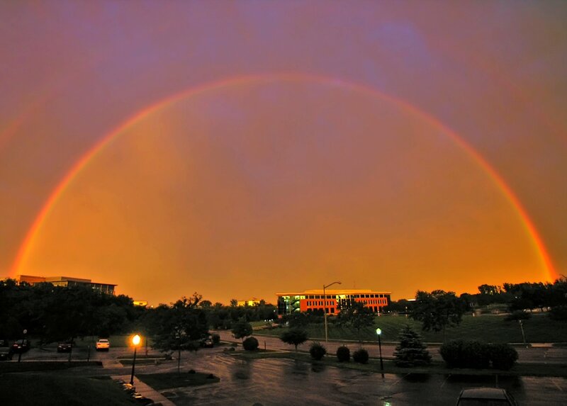 Double Rainbow over Buildings