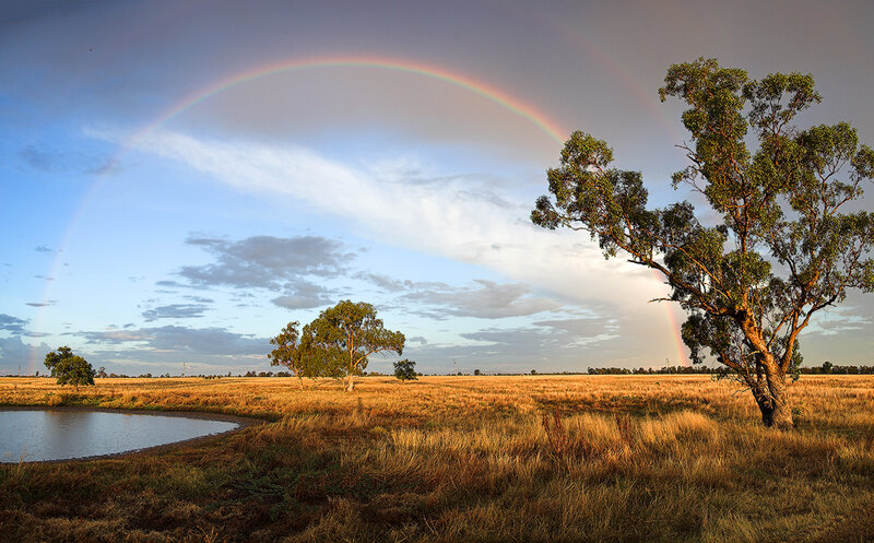 Double Rainbow over Field — Blue