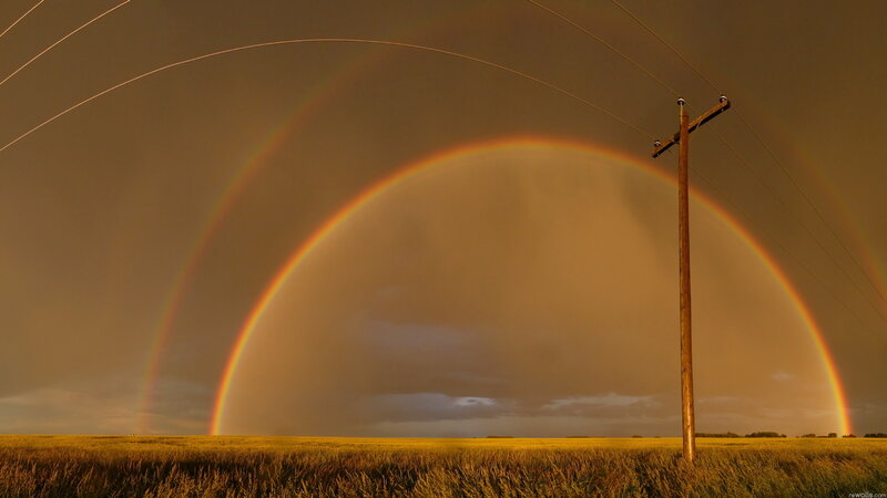 Double Rainbow over Field — Yellow