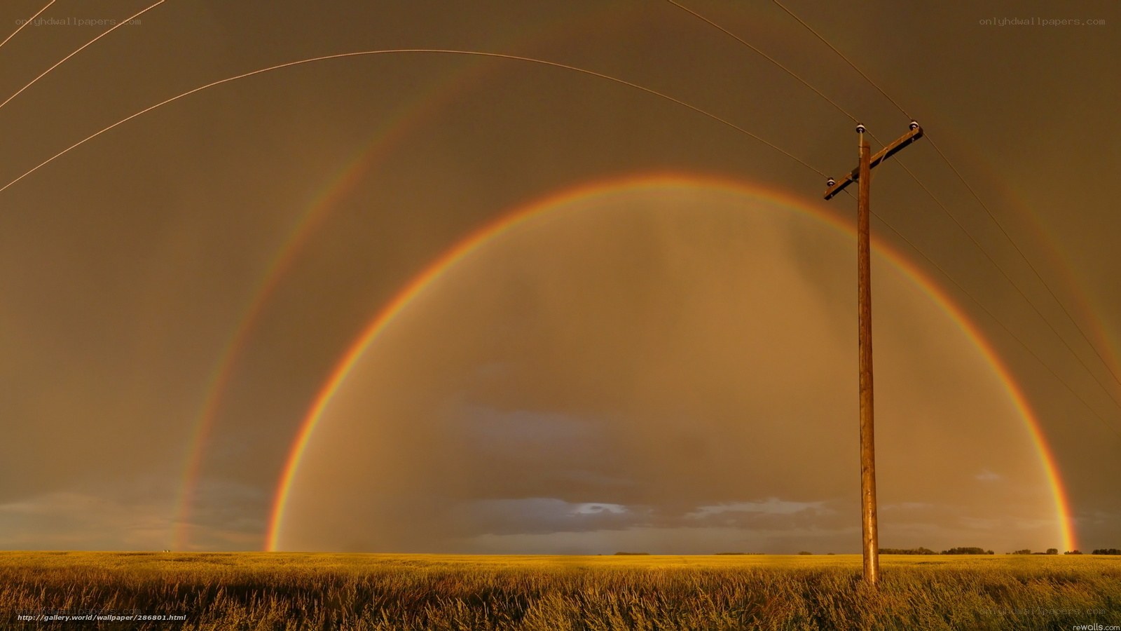 Double rainbow over field