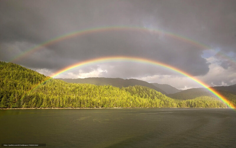 Double Rainbow over Lake — Green