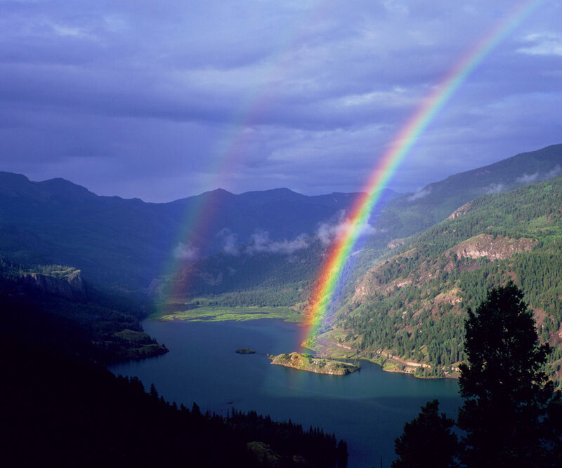 Double Rainbow over Lake