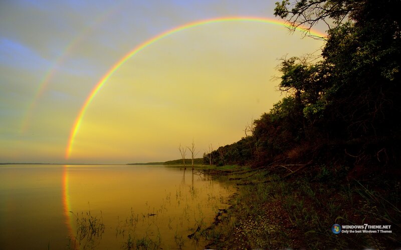 Double Rainbow over Lake — Yellow