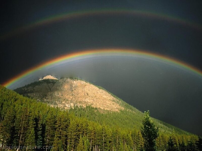 Double Rainbow over Mountain — Green