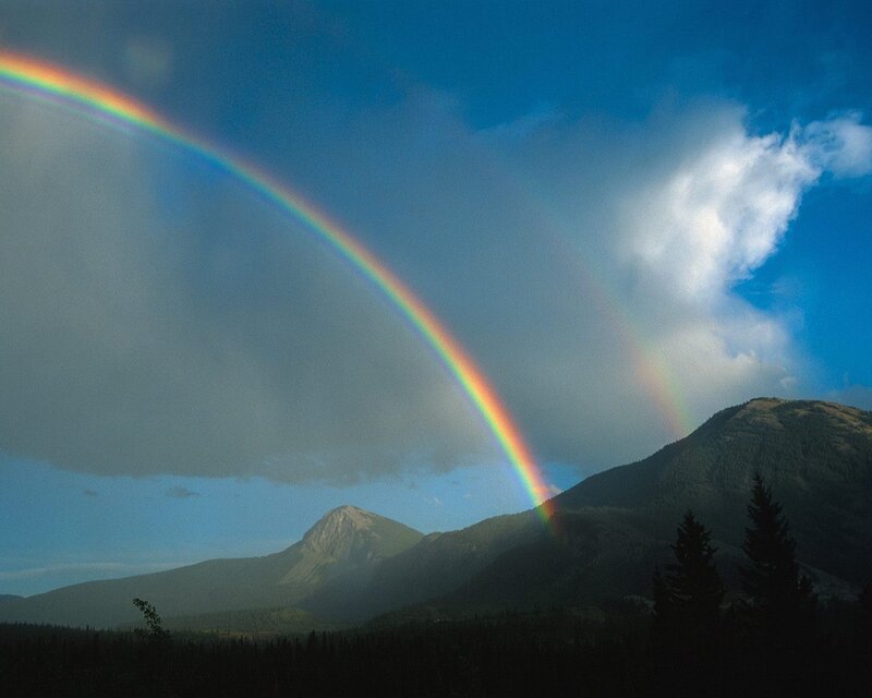 Double Rainbow over Mountains — Blue