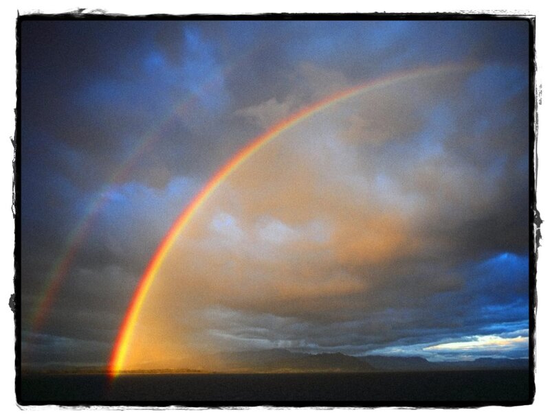 Double Rainbow over Ocean — Blue