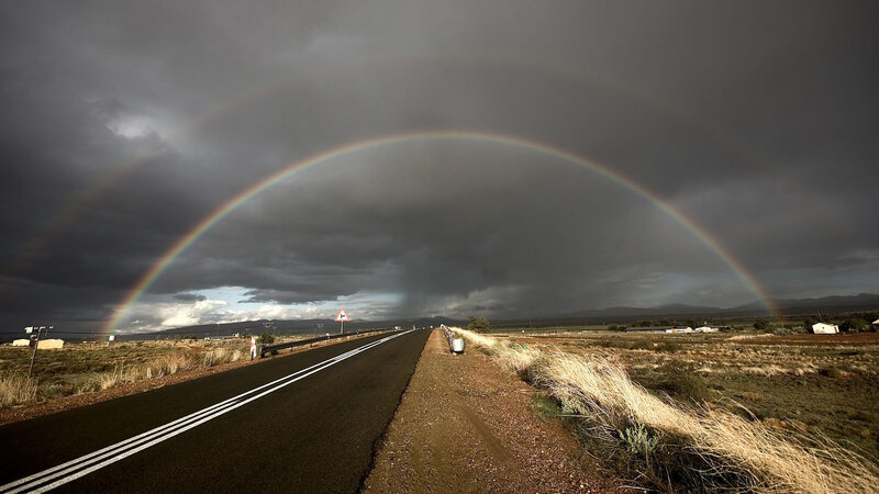 Double Rainbow over Road