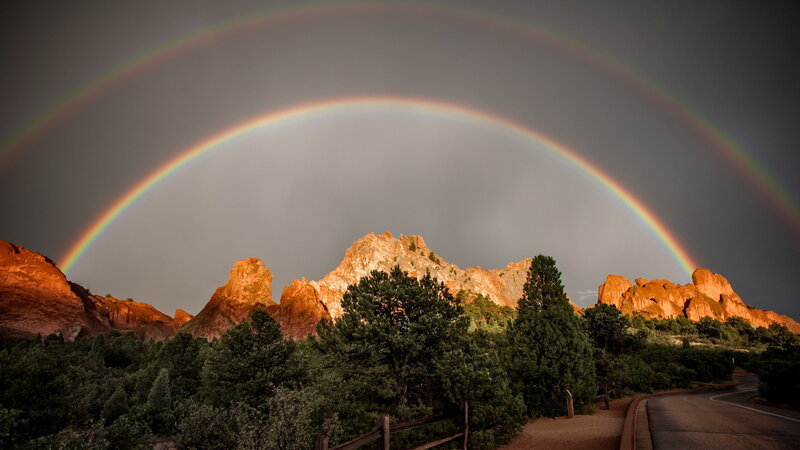 Double Rainbow over Rocks — Gray