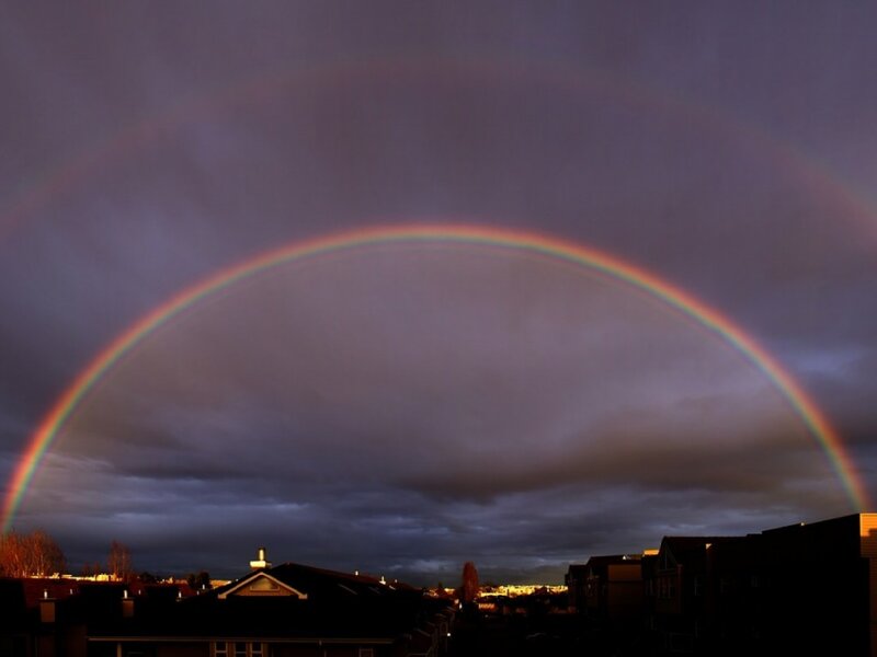Double Rainbow over Town — Gray
