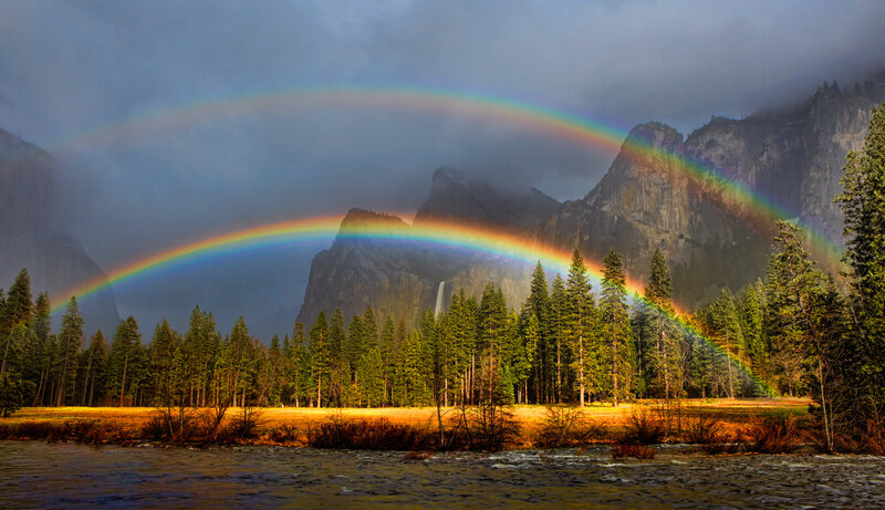 Double Rainbow over Valley — Green