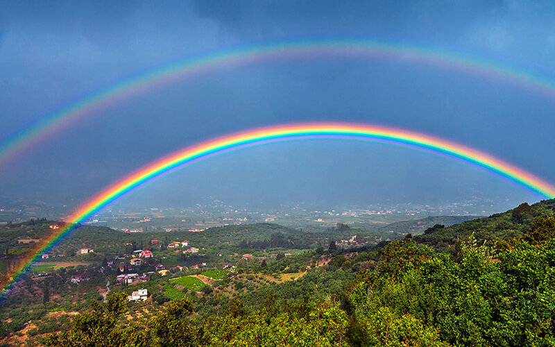 Double Rainbow over Valley