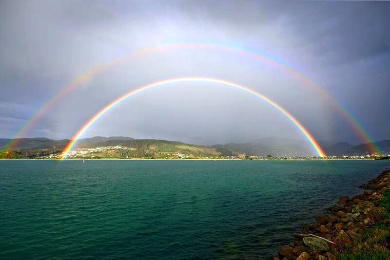 Double Rainbow over Water