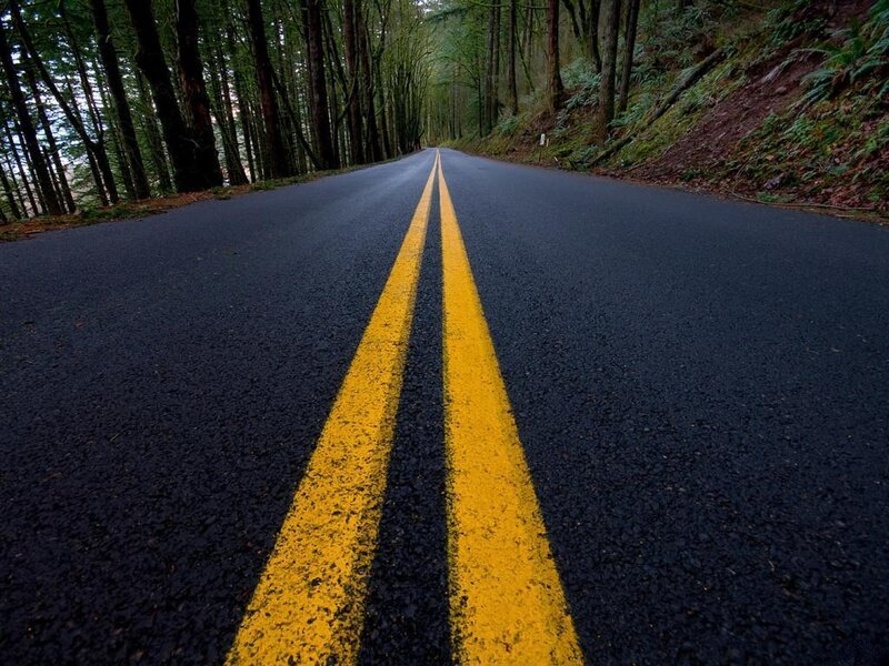Double Yellow Lines on Road
