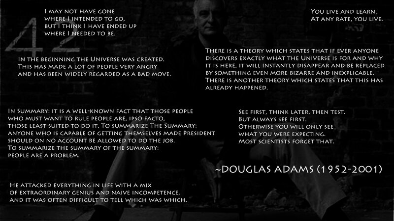 Douglas Adams quotes collage