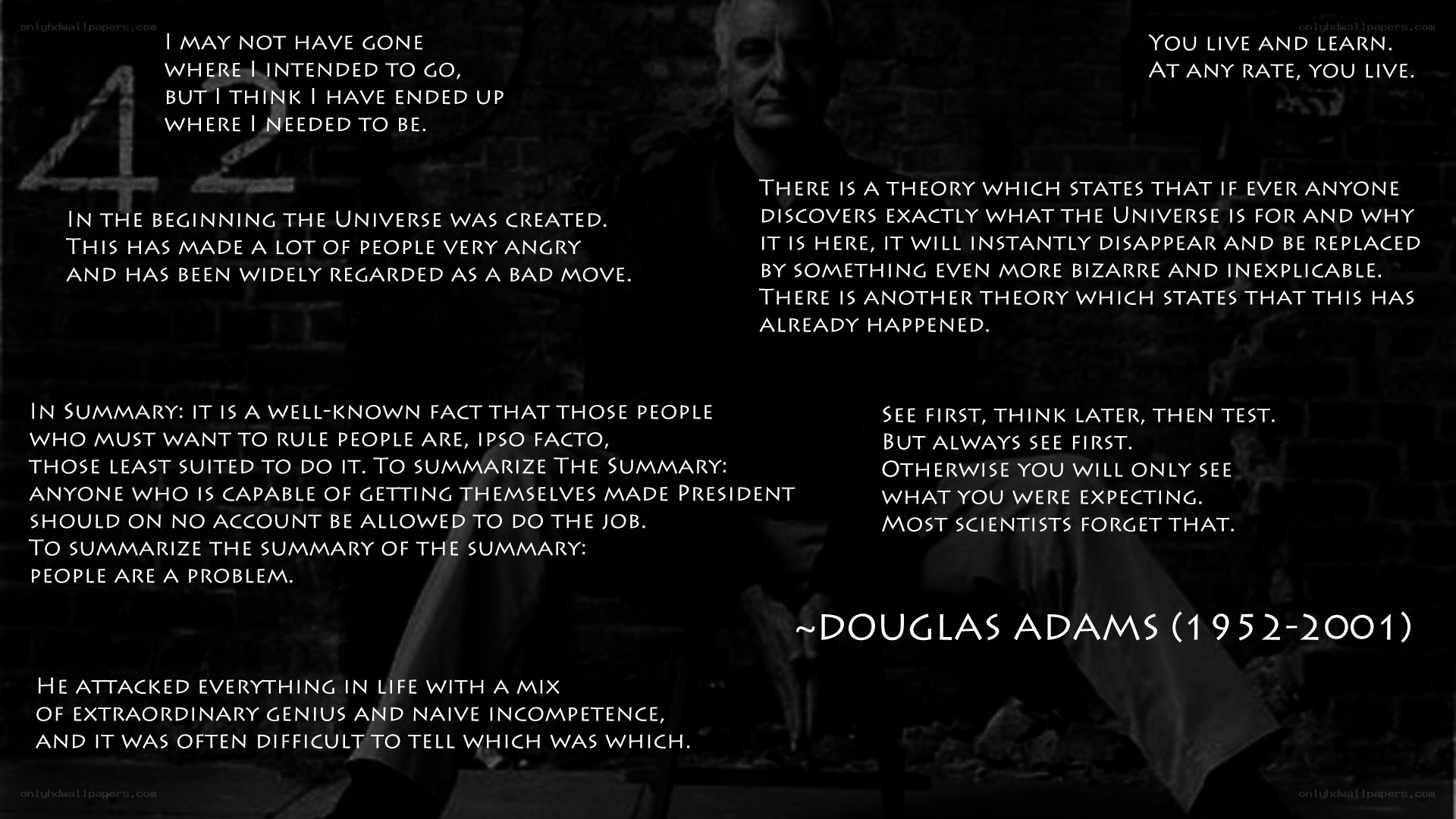 Douglas Adams quotes collage