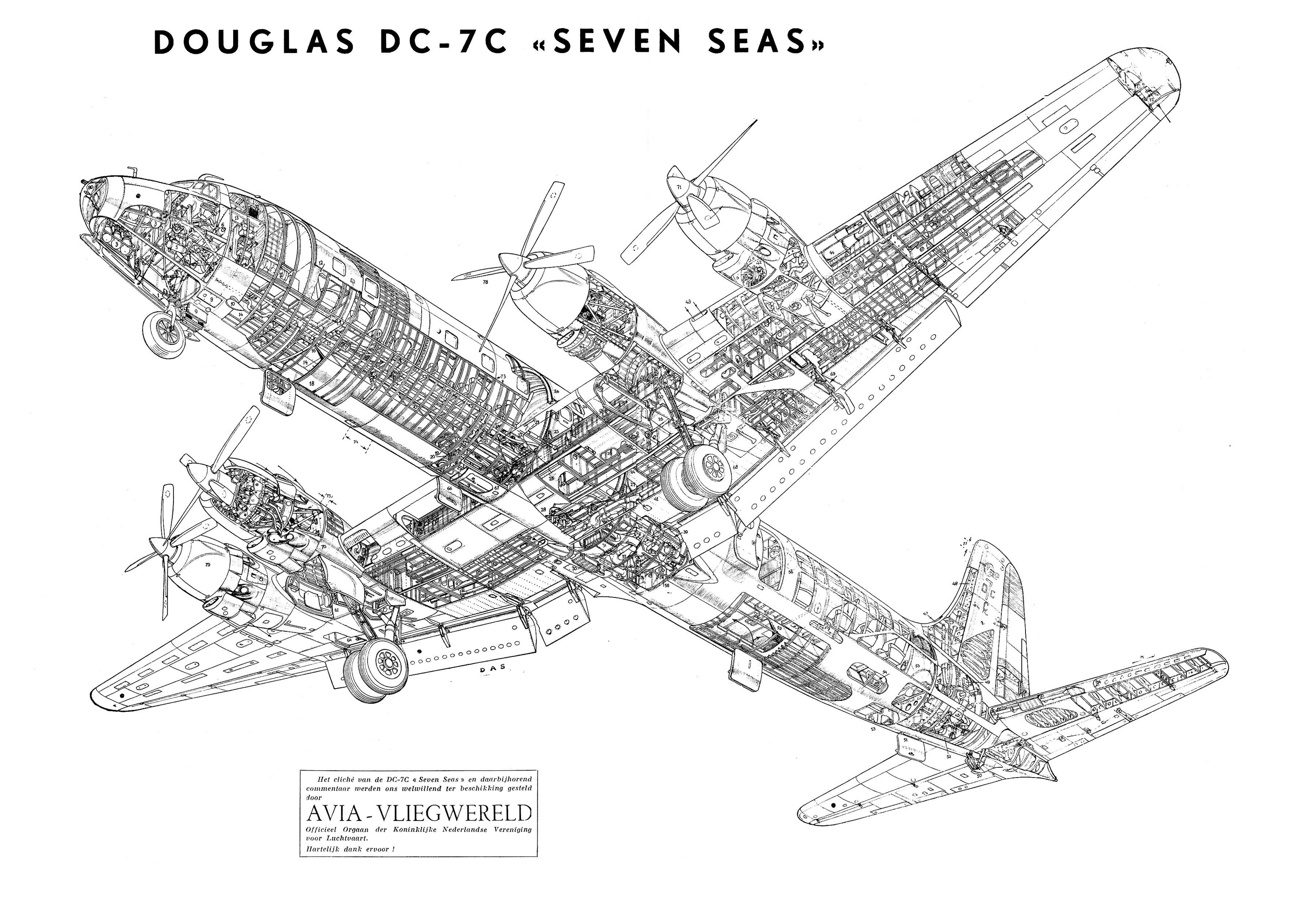Douglas DC-7C Seven Seas cutaway