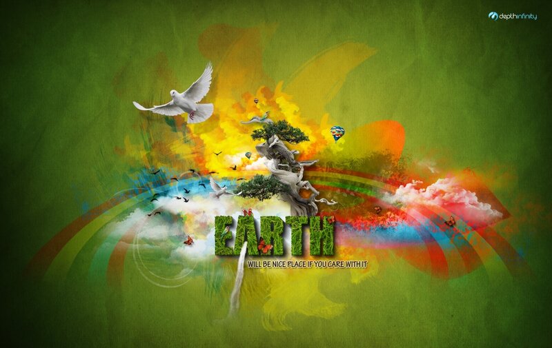 Dove Flying over Earth — Green, Peaceful