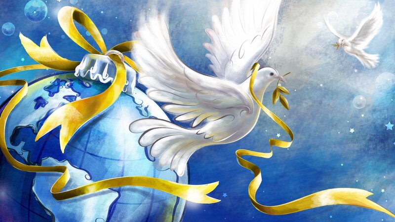 dove of peace over globe