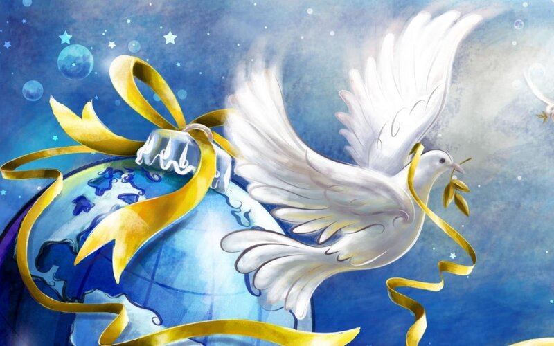 dove of peace with globe