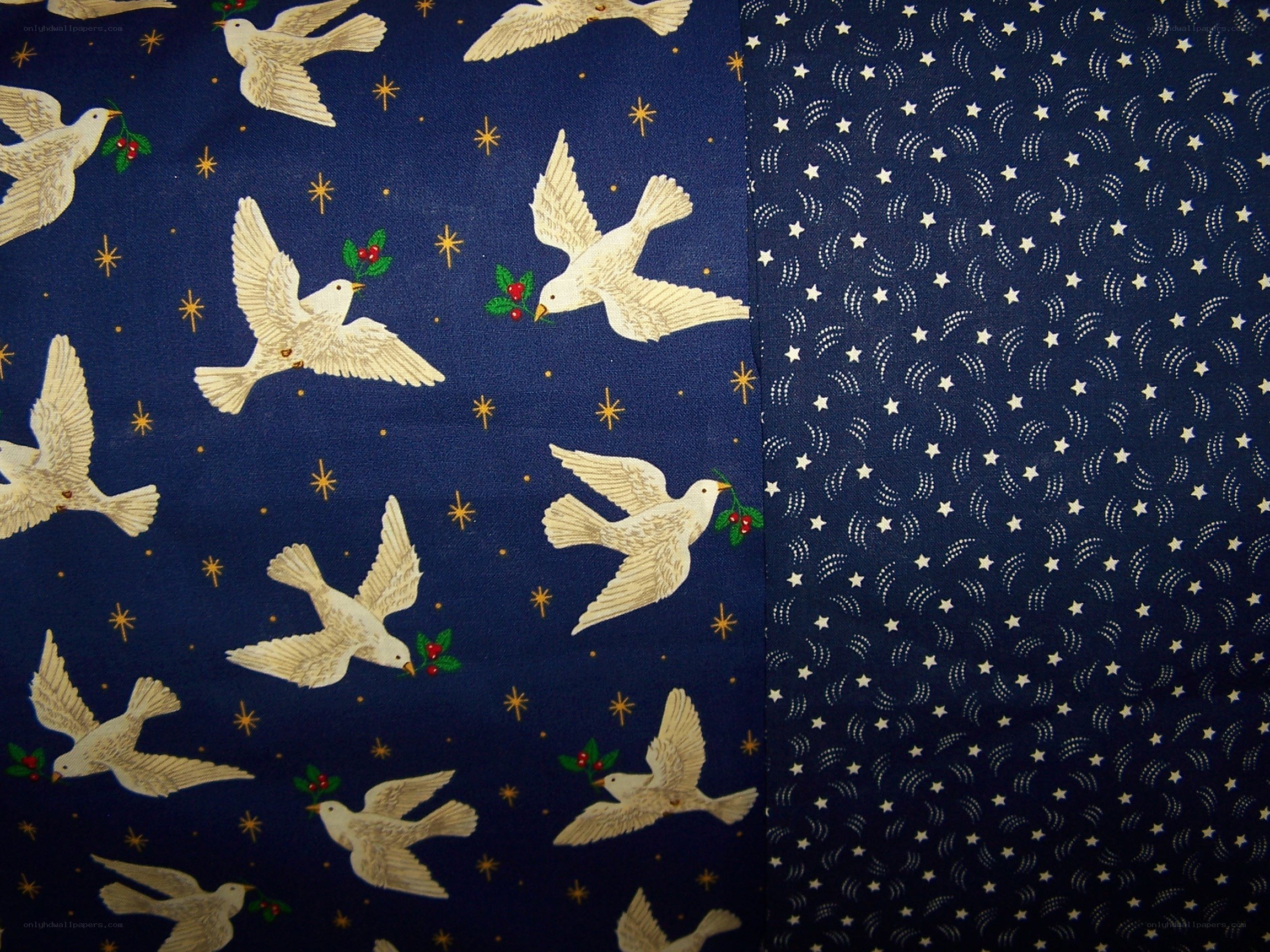 doves and stars fabric