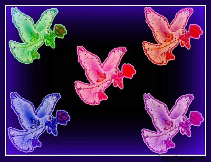 Doves Holding Flowers